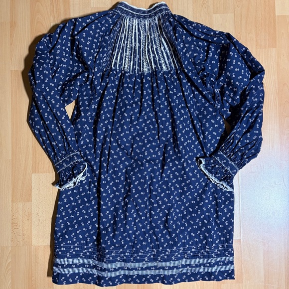 Doen Beatrice Navy and White Floral Mini Dress Cotton Poplin - Picture 12 of 14